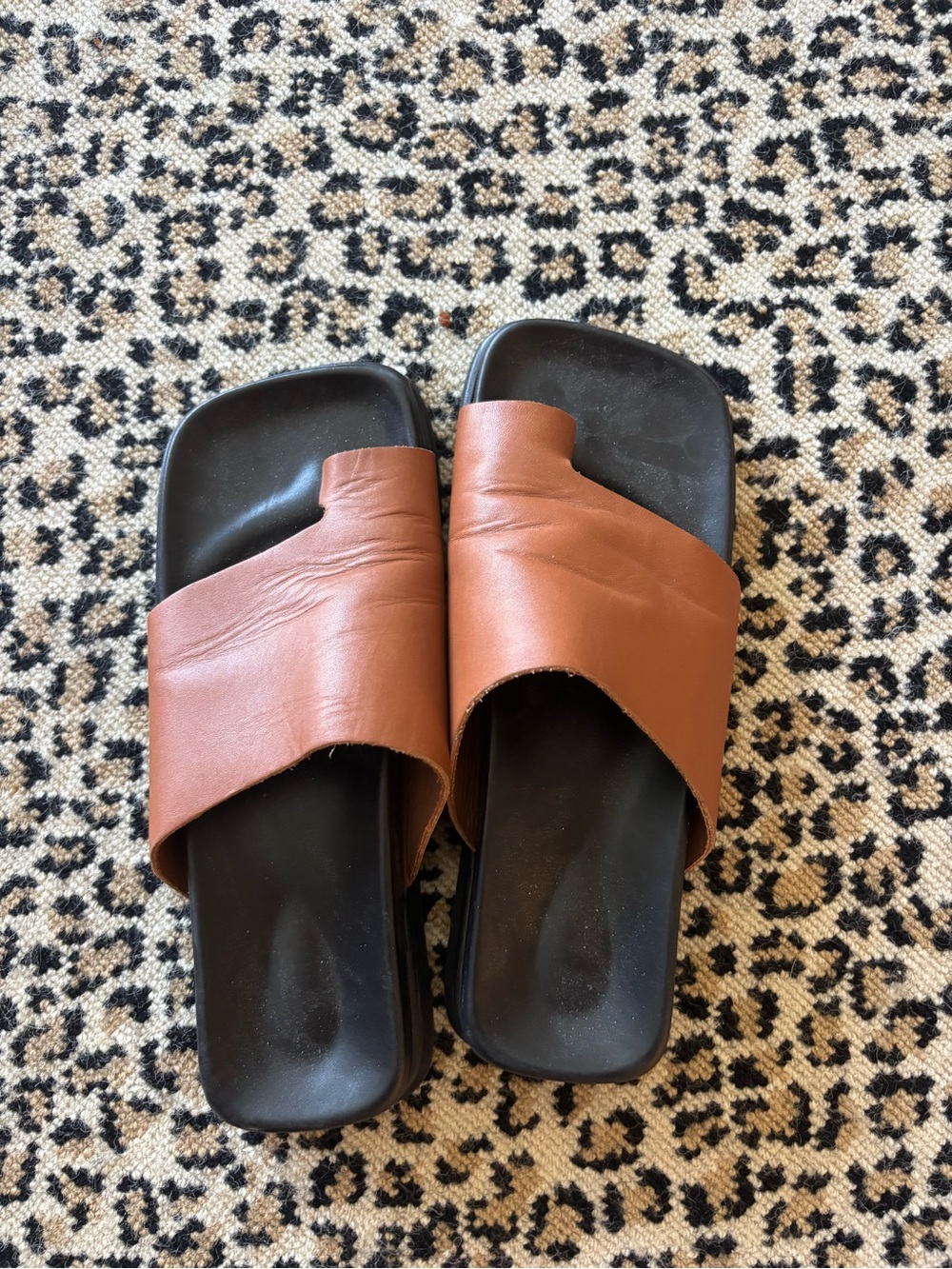 ALOHAS Leather Slide Sandals in Brown - Women's Casual Slides Size 40